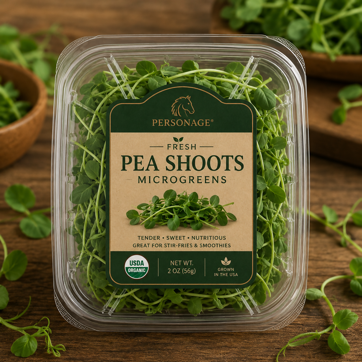 Fresh Pea Shoots Microgreens 2oz